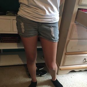 Gray Jean Ripped Shorts